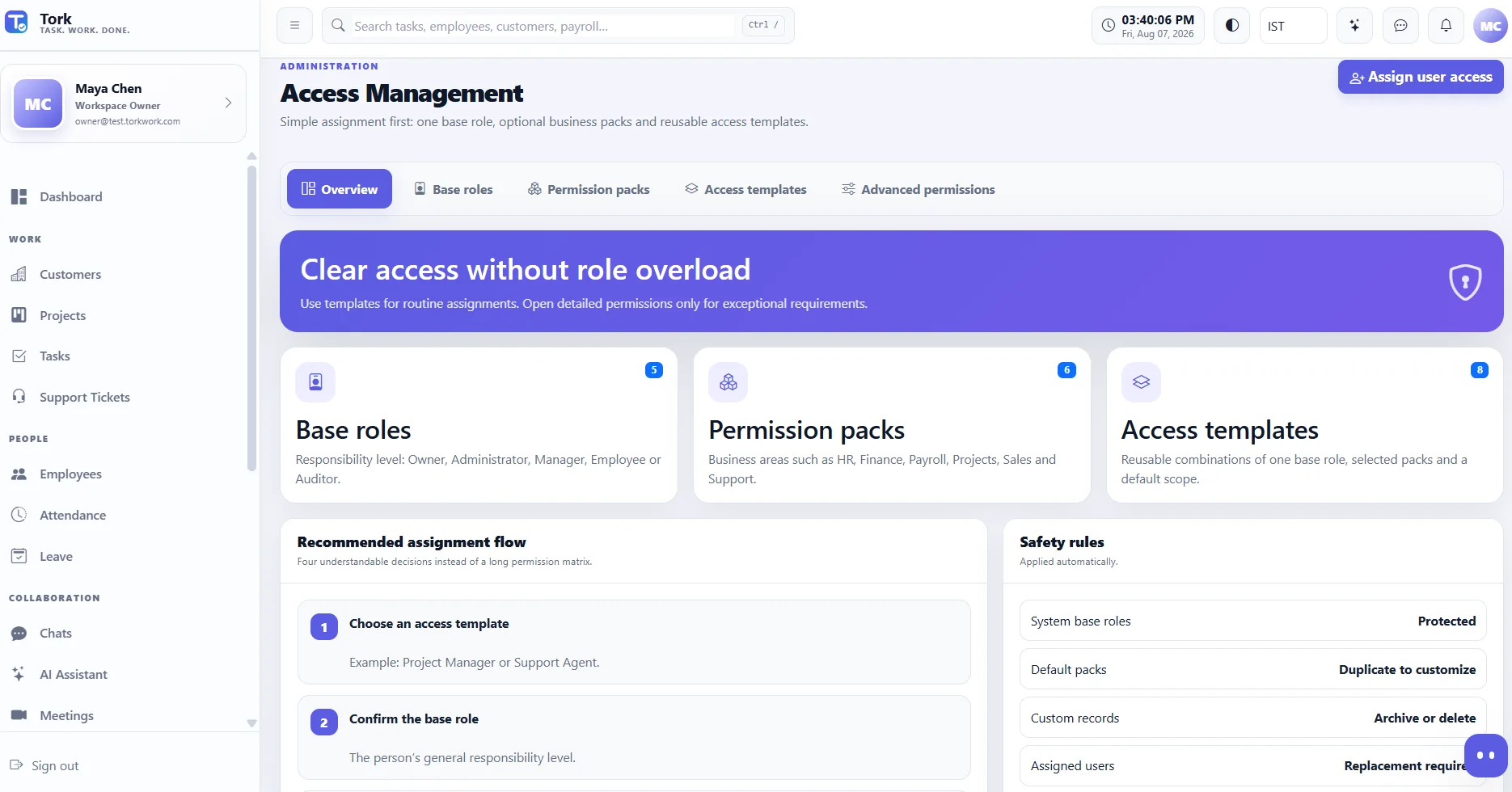 Tork Access Management using demo data